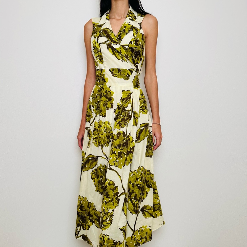 Jones Wear Floral Printed Midi Dress Fit and Flare Wrap Pleated